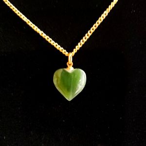 Dainty jade heart necklace.